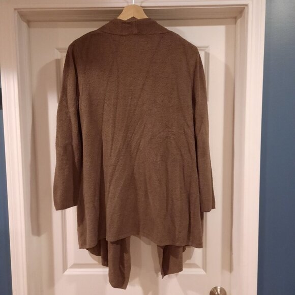 Barefoot Dreams Cardigan 1X Tan Brown Cozychic Lite Island Wrap Drape Sweater - Picture 2 of 10